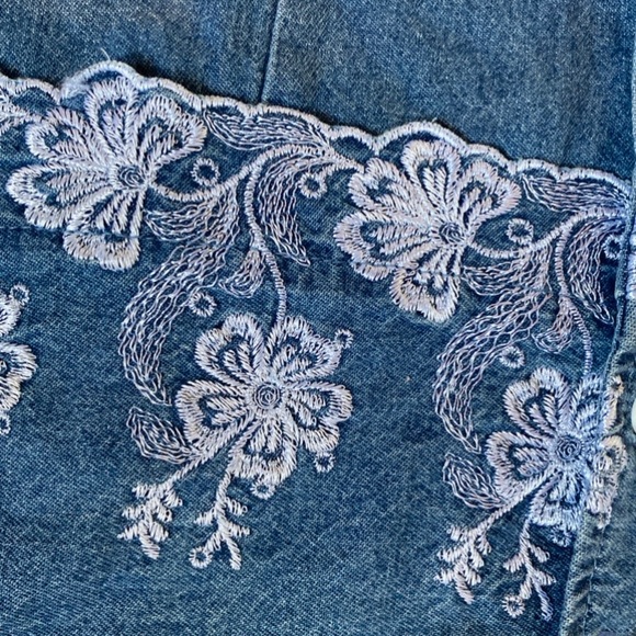 Vintage style JEAN DRESS WITH LACE FRONT SIZE SMALL - Picture 3 of 3